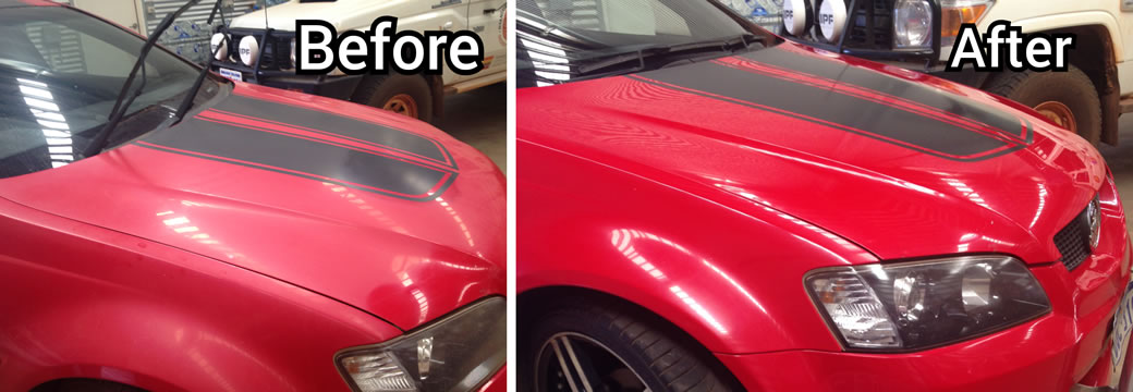 Before and after Dri Wash n Guard Ultra Ion waterless carwash product